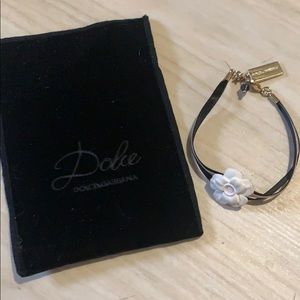 Dolce&Gabbana Flower Bracelet - Black/Tan Ribbon